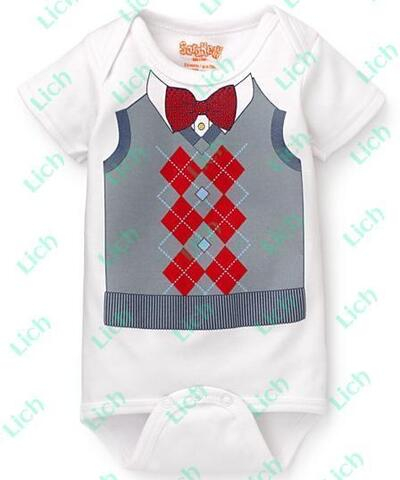 Боди детское с принтом жилета с бабочкой