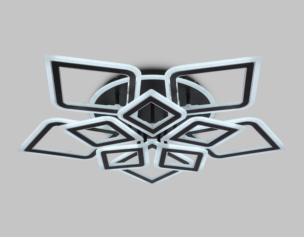 Светильник светодиодный потолочный с пультом FA8915/5+5 BK/CH черный/хром 193W 3000K-6400K 770*740*120 (ПДУ РАДИО 2.4G)