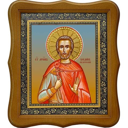 Богдан (Феодот) Кизический Святой мученик. Икона на холсте. (17 х 21 см / В деревянном киоте под стеклом).