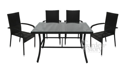 Набор мебели Garden Story Парис (4 Стул Garden Storyа Парис "без подушек"+стол 120см, каркас черн, ротанг черный)
