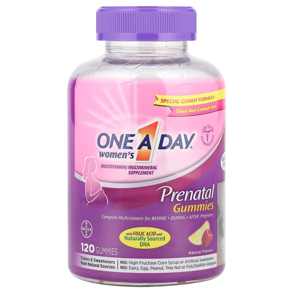 One-A-Day, Жевательные мармеладки для женщин с фолиевой кислотой и ДГК, 120 жевательных таблеток