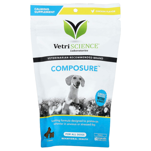 VetriScience, Composure ™, для всех собак, с курицей, жевательные таблетки на каждый кусочек, 192 г (6,77 унции)
