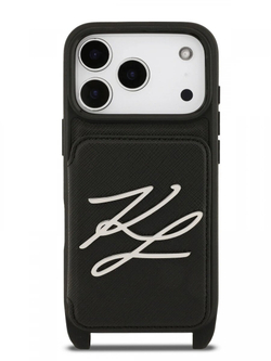 Чехол Lagerfeld для iPhone 17 Pro Max Crossbody cardslot PU Saffiano Autograph Hard, Black (KLHCP17XSAKLCK)
