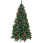 Елка светодиодная «Лесная метель» 210 см, ПВХ+леска (шишки и напыление), 1075 веток, 240 ламп LED, Теплый белый