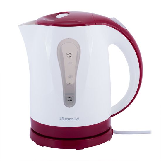Чайник электрический 1,8 л. Kamille KM-1715R пластик белый с красным