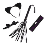 Эротический набор «Поиграем?»: ободок, плетка, бабочка (Цвет: черный)