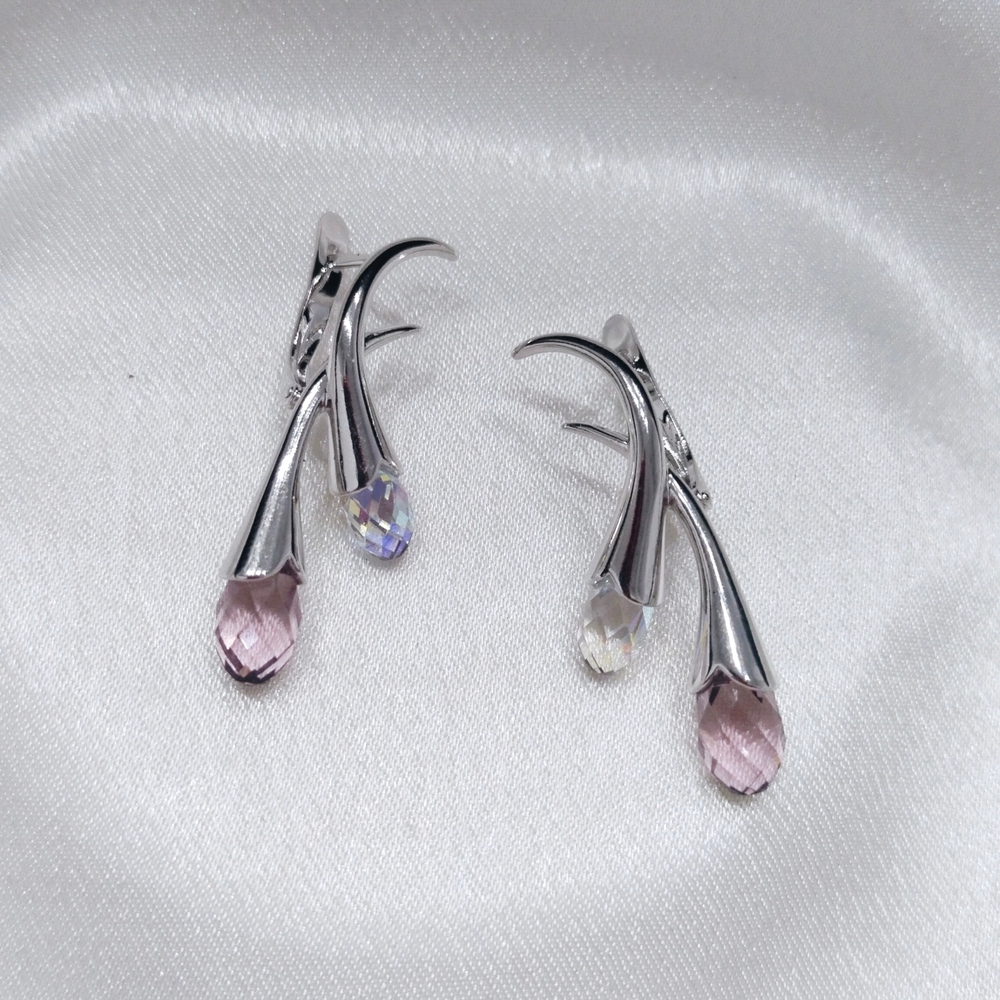 "Пломбир" серьги в родиевом покрытии из коллекции "Десерт" от Jenavi  с английским замком