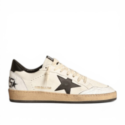 Women's Ball Star sneakers in white nappa leather with black leather star and heel tab