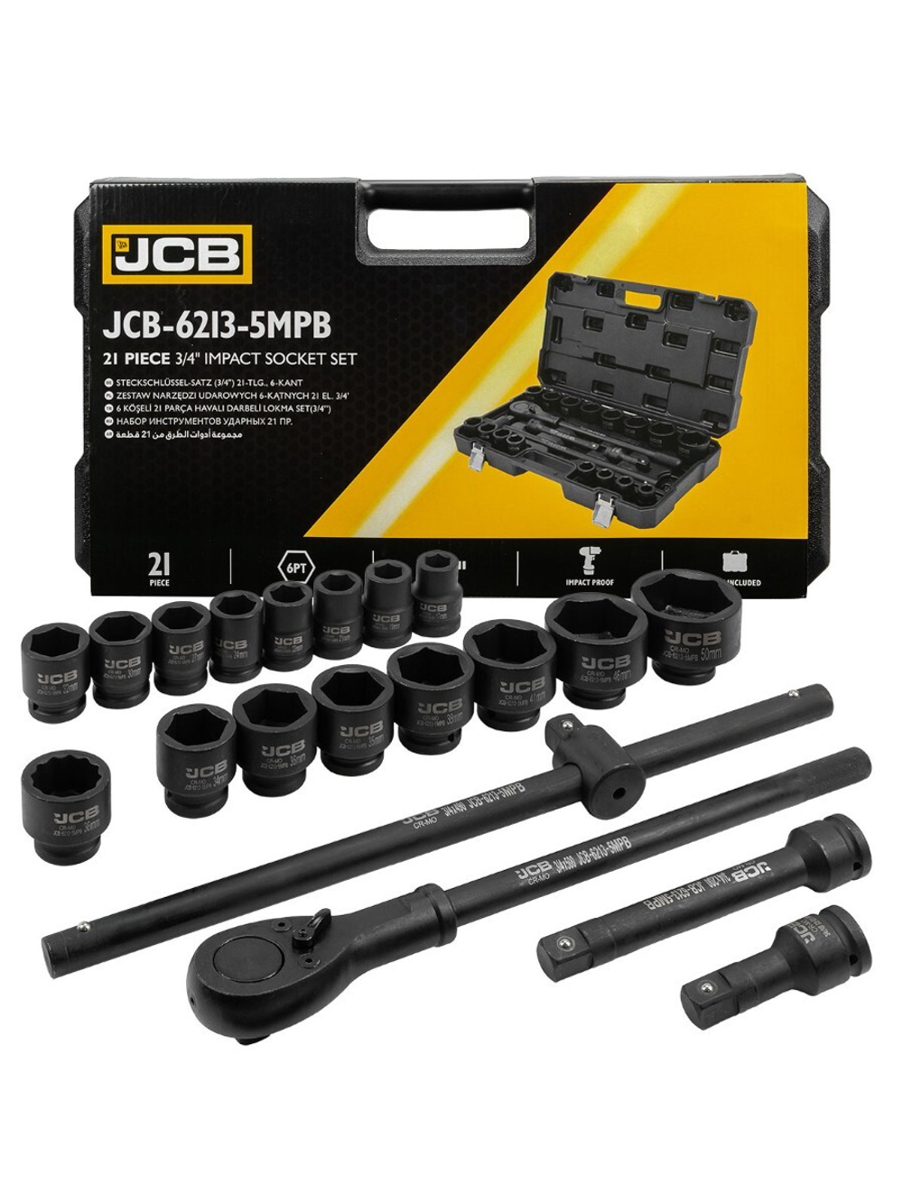 Набор инструментов ударных 21пр. 3/4''(6гр.) JCB JCB-6213-5MPB
