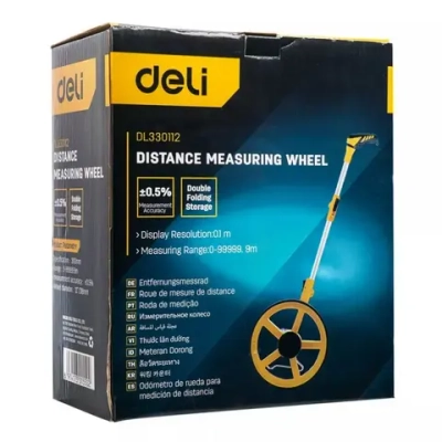 Измерительное дорожное колесо с механическим счетчиком Deli DL330112 диаметр 300мм, точность 0,5%, значение деления 0,1 мм, складная конструкция