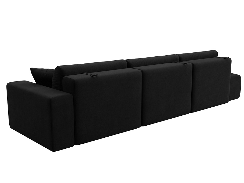 Диван прямой Лига-036 НПБ Модерн Лонг подлокотник справа МИКРОВЕЛЬВЕТ Черный