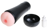 Мастурбатор-анус с вибрацией в форме фонарика Pink Butt (Цвет: черный с телесным)