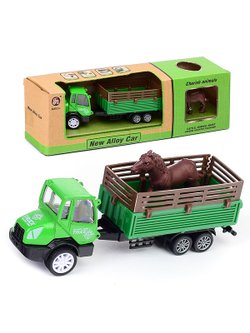 Игровой набор Трактор с тележкой и животным (600C-6)