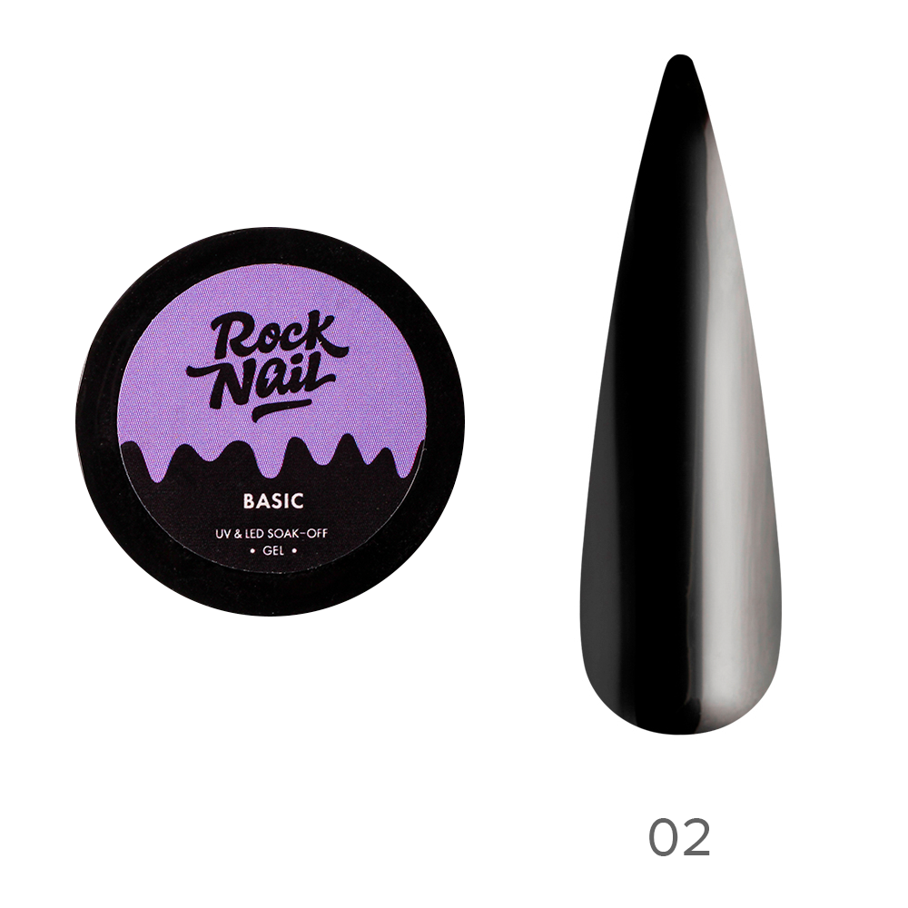 RockNail Гель-краска 02 Total Black (Черная), 3г