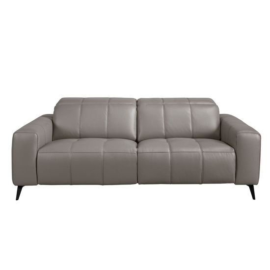 3-местный диван с реклайнером из серой кожи модель 6210