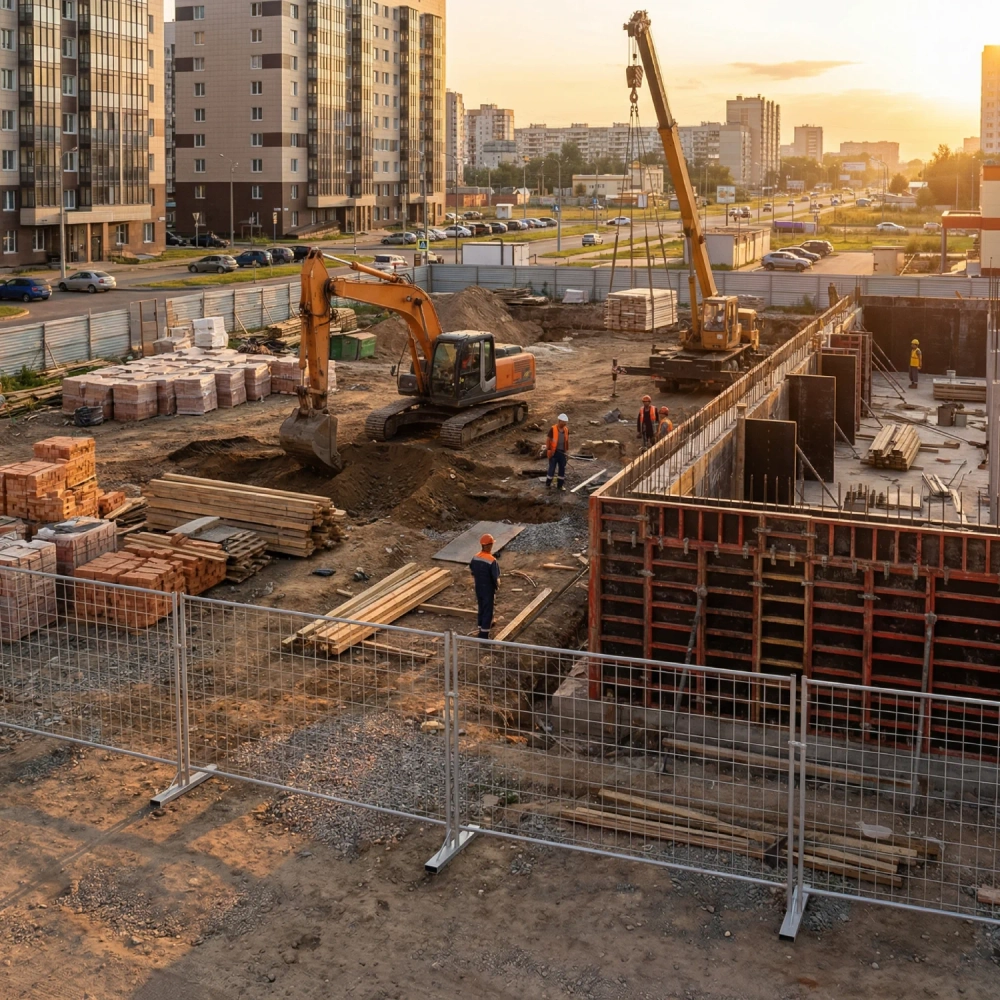 Инвентарное строительное ограждение ИСО Стандарт 2020, порошковая окраска