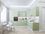 Угловая модульная кухня Ницца-04 Дуб оливковый - Белый 2340*3200/2700*600