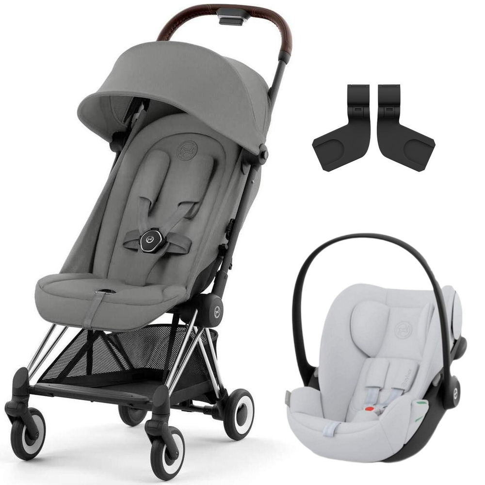 Коляска Cybex Coya Chrome Frame Cloud G i-Size Fog Grey 2 в 1 Mirage Grey с дождевиком