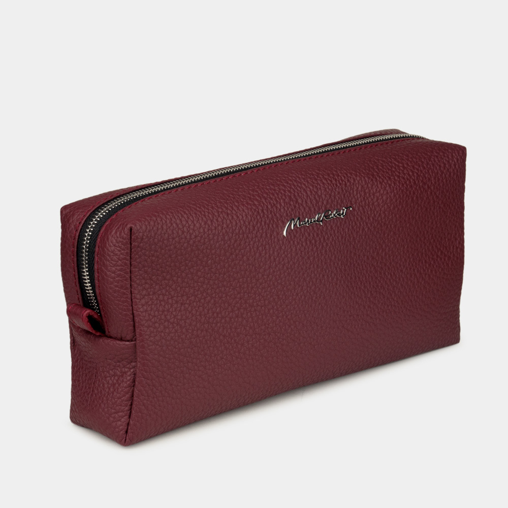 Женская косметичка кожаная Briquette Easy бордового цвета