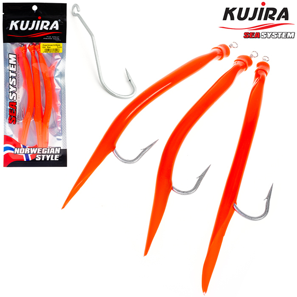 Снасточка морская Kujira Gummi Makk 12/0 Red (3 шт)
