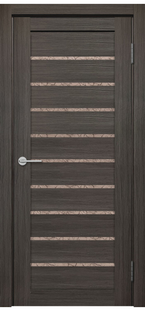 Межкомнатная дверь Велюкс 1 Ясень грей / Цвет тон Грей / Остекление "Гранит бронза" / Двери Верда