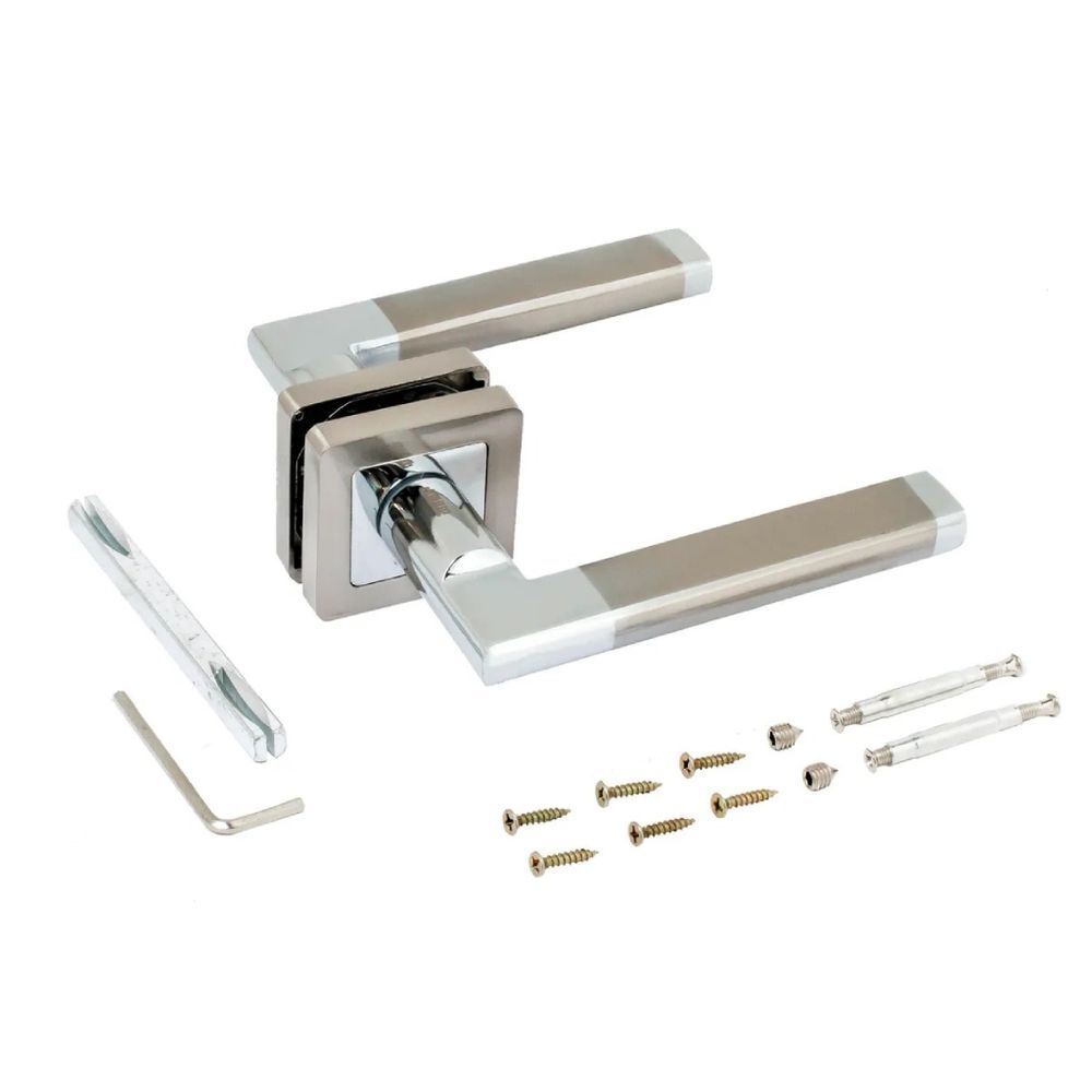 Ручка дверная Аллюр, ВЕНСАН SN/CP (2682), 0012273, матовый никель, хром