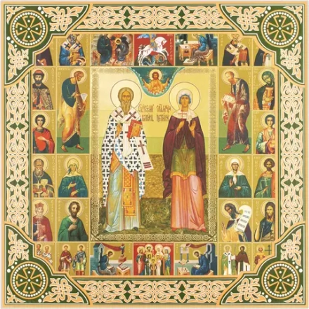 Икона "Киприан и Иустина", рама 28х28, в коробке