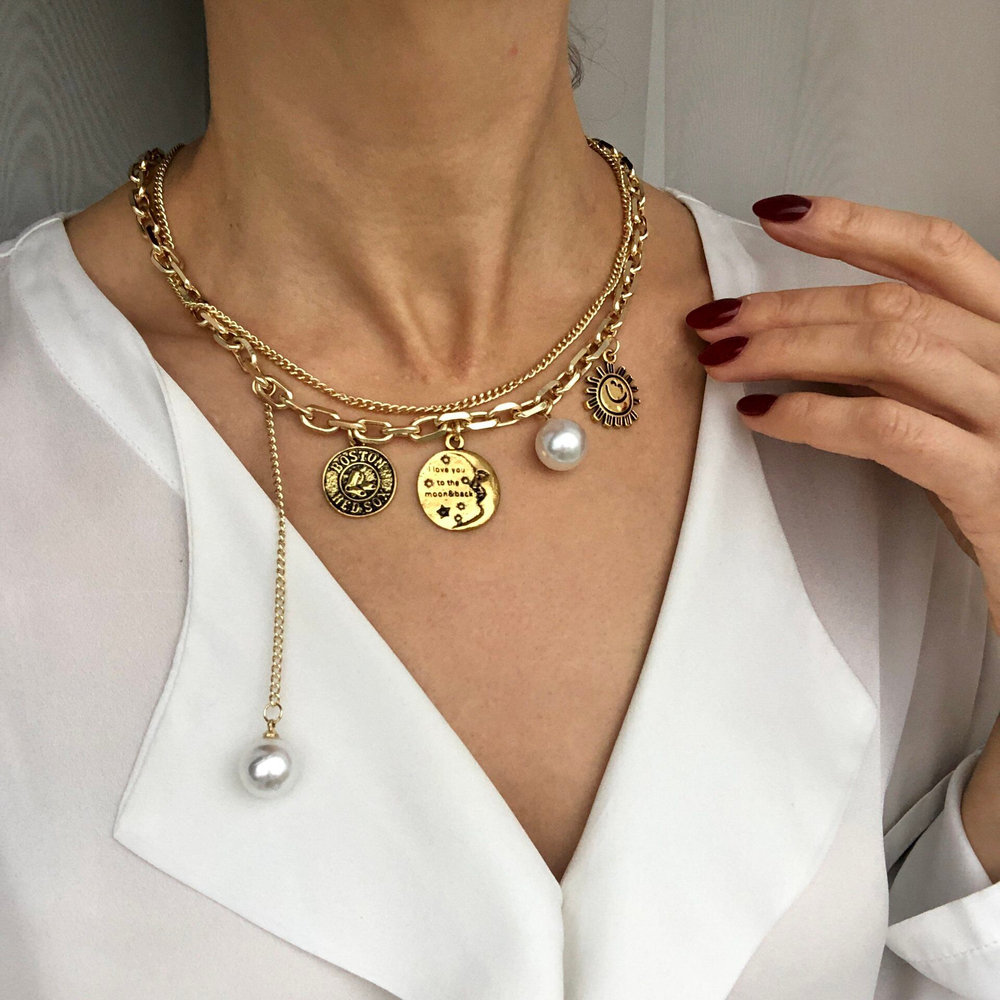 цепь смайлик золото