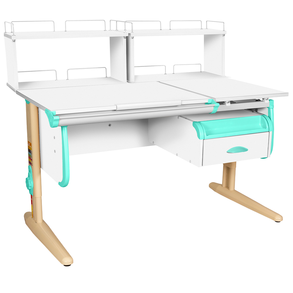 Растущая парта СУТ 25 с задними полками СУТ.15.240 и навесной тумбой (1200×880 мм)