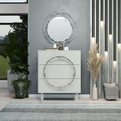 Комод Арт Колор leaves Классик Сильвер с 3 ящиками Серый дым