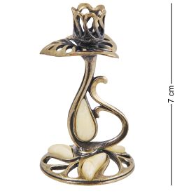 Народные промыслы AM-3273/1 Подсвечник «Кувшинка» (латунь, янтарь)