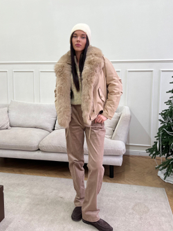 Парка Extra Lux с натуральным мехом бежевый