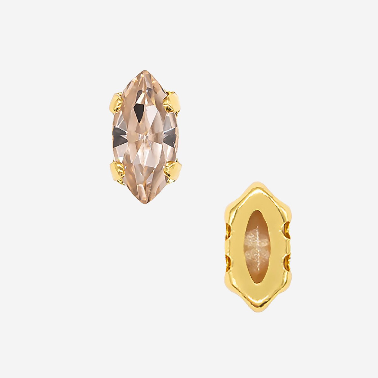 Кристалл Маркиз (Marquise Fancy Stone) в цапах, оттенок "Светло-персиковый"/"Light Peach", 6*3мм, позолота