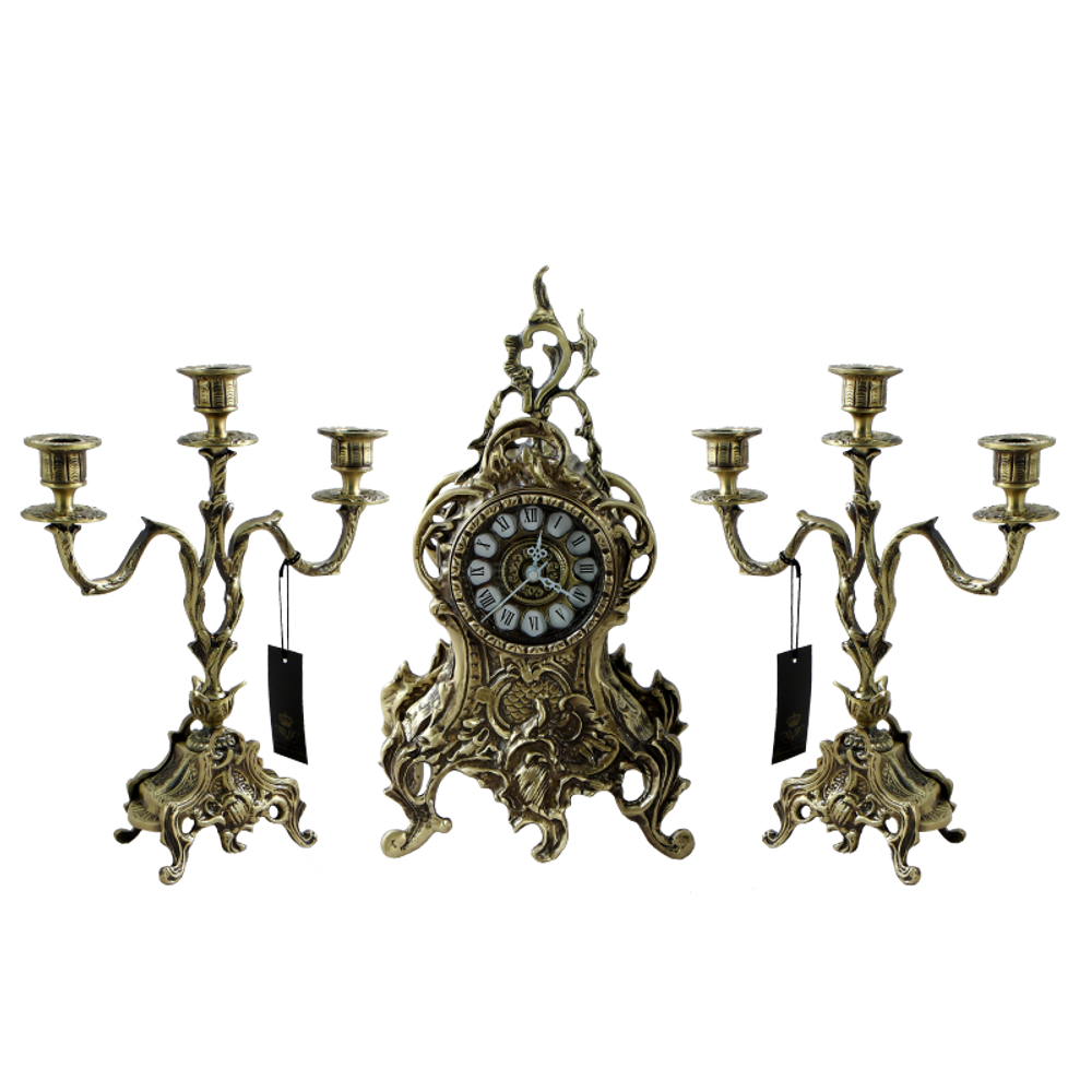 Bello De Bronze Каминные часы с канделябрами "Дон Луиш", "антик"