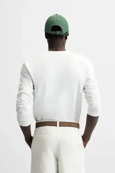 ZARA БАЗОВАЯ ФУТБОЛКА SLIM FIT, БЕЛЫЙ