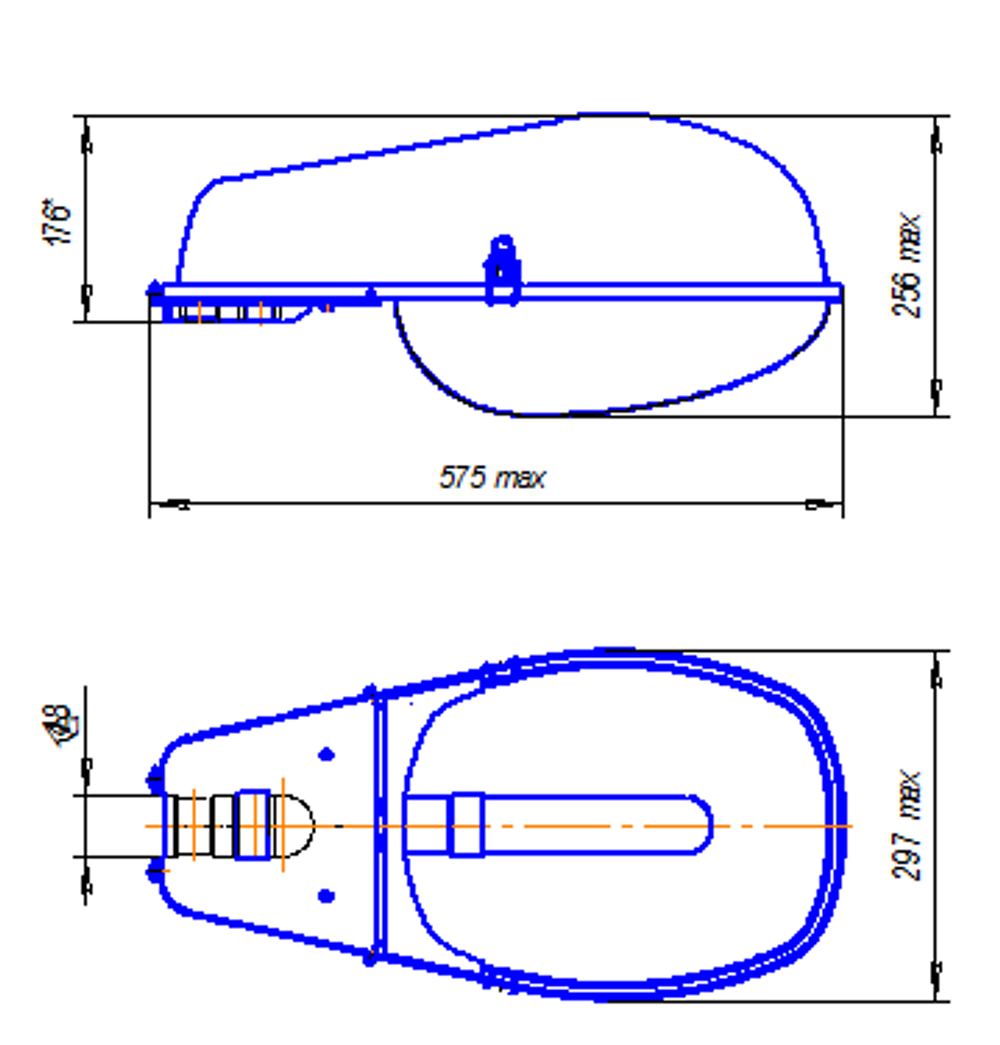 Светильник консольный РКУ06-400-001У1 с/стеклом (под ДРЛ-лампу Е40) GALAD