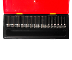 Набор головок торцевых 3/8" 6-ти гранных 6-22мм глубоких 16 предметов в кейсе JTC
