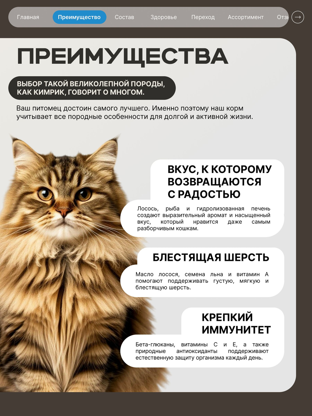 Корм сухой для взрослых кошек породы Кимрик, с лососем, 2 кг, QUATTRO