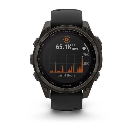 Умные часы Garmin Fenix 8, 47 мм, Solar, Sapphire carbon gray DLC titanium with black/pebble gray silicone