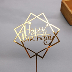 Топпер Happy Birthday золото в квадрате