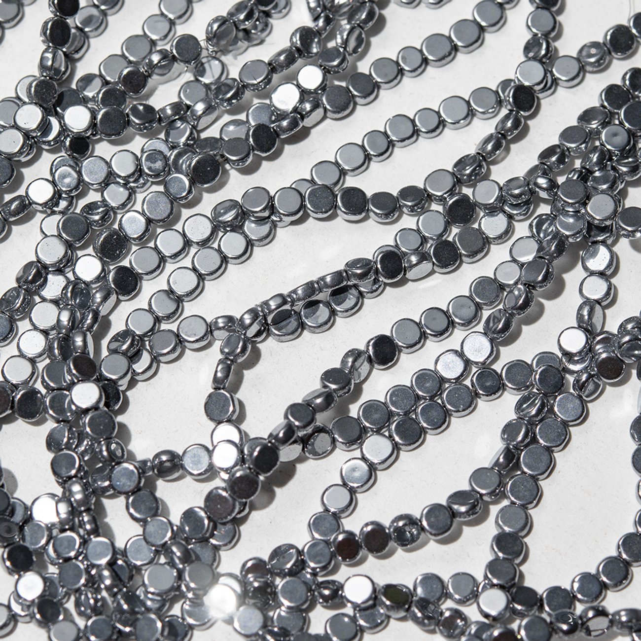 Гематин (гематит), монетка 4*2мм, оттенок "Родий"