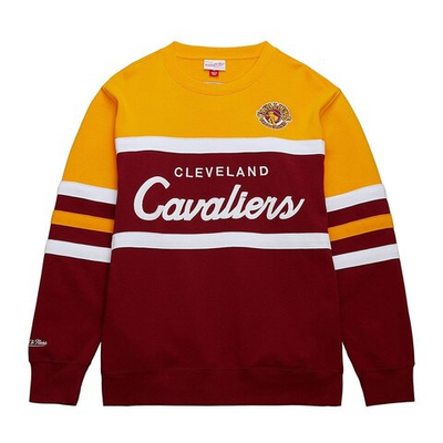 Толстовка Mitchell & Ness NBA Vintage Logo Head Coach Fleece Pullover Cleveland Cavaliers Burgundy-Yellow