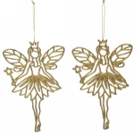 Подвески в блестках «Снежная фея» 14 см (набор 2шт), золото