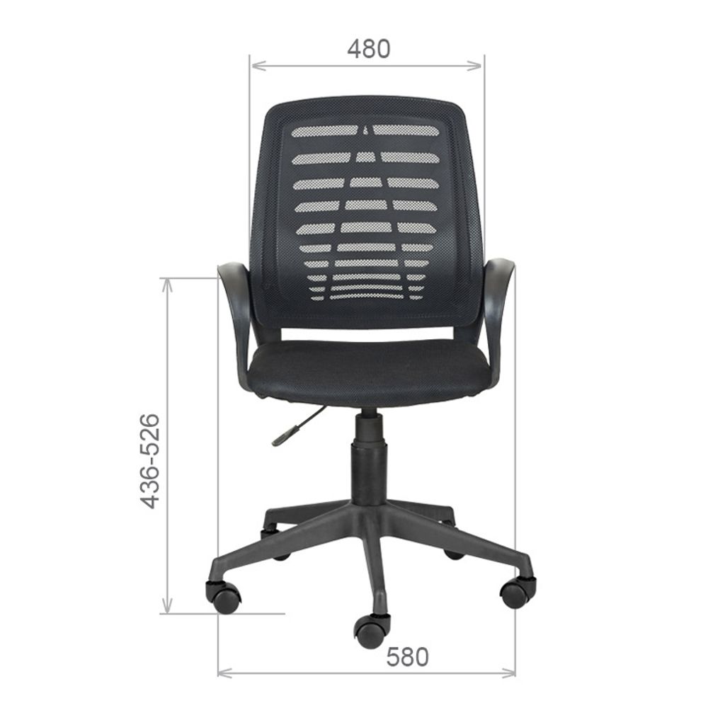 Кресло оператора Olss "Ирис", спинка сетка черная, сиденье ткань TW черная, опора-пиастра