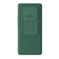 Усиленный чехол зеленого цвета (Dark Green) с сдвижной шторкой для камеры от Nillkin для Xiaomi Redmi Note 14 Pro 5G и Mi Poco X7 5G, серия CamShield Pro Case
