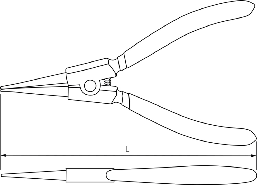 ERSP180 Щипцы прямые для стопорных колец с ПВХ рукоятками, разжим, 180 мм, 10-40 мм