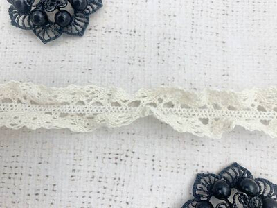 Кружево хлопковое/Тесьма вязаная на резинке, ш. 3 см, светло-бежевый