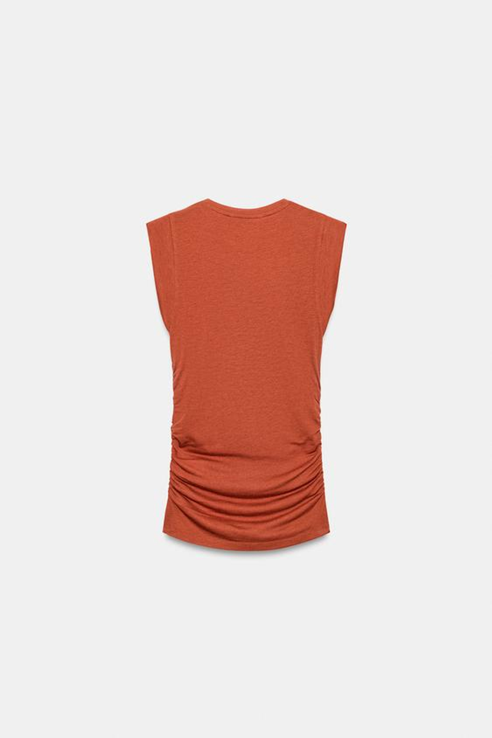 ZARA ТОП С БОКОВЫМИ СБОРКАМИ, ЦВЕТ ЖЖЕНОГО АПЕЛЬСИНА