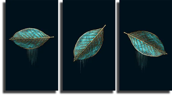 Модульная картина "Зеленые листья"