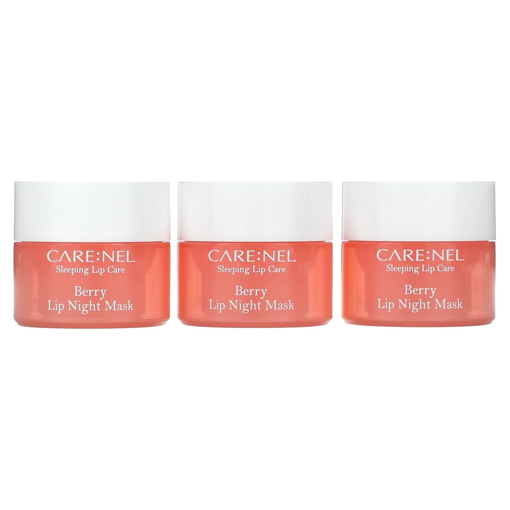 Care:Nel, ночная маска для губ, ягода, 3 шт. по 5 г